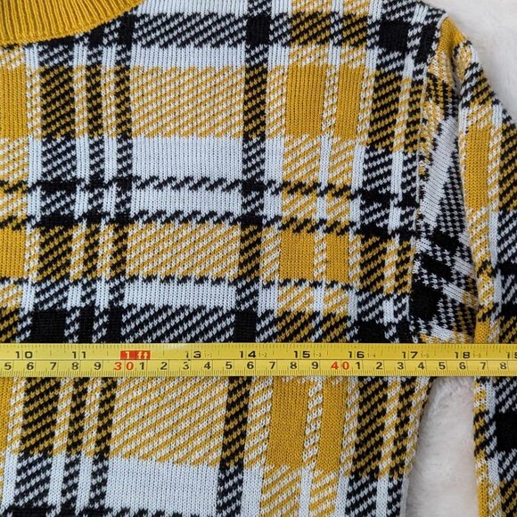 H&M Divided Women's Lightweight Yellow & Black Plaid Sweater Size XS - Picture 6 of 11